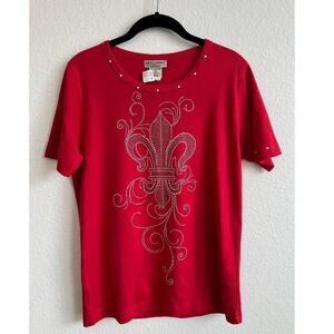 Red and silver rhinestone top